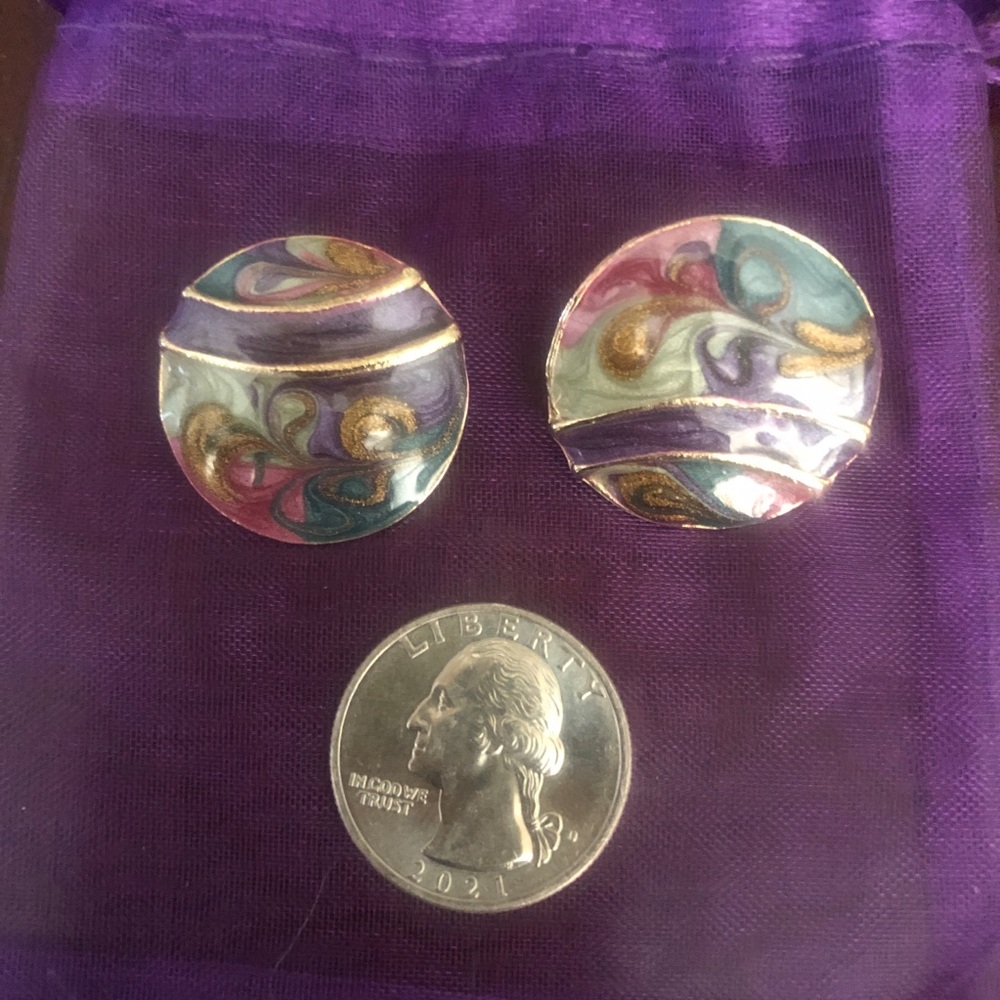 Vintage Elegant Multicolor Enamel Earrings